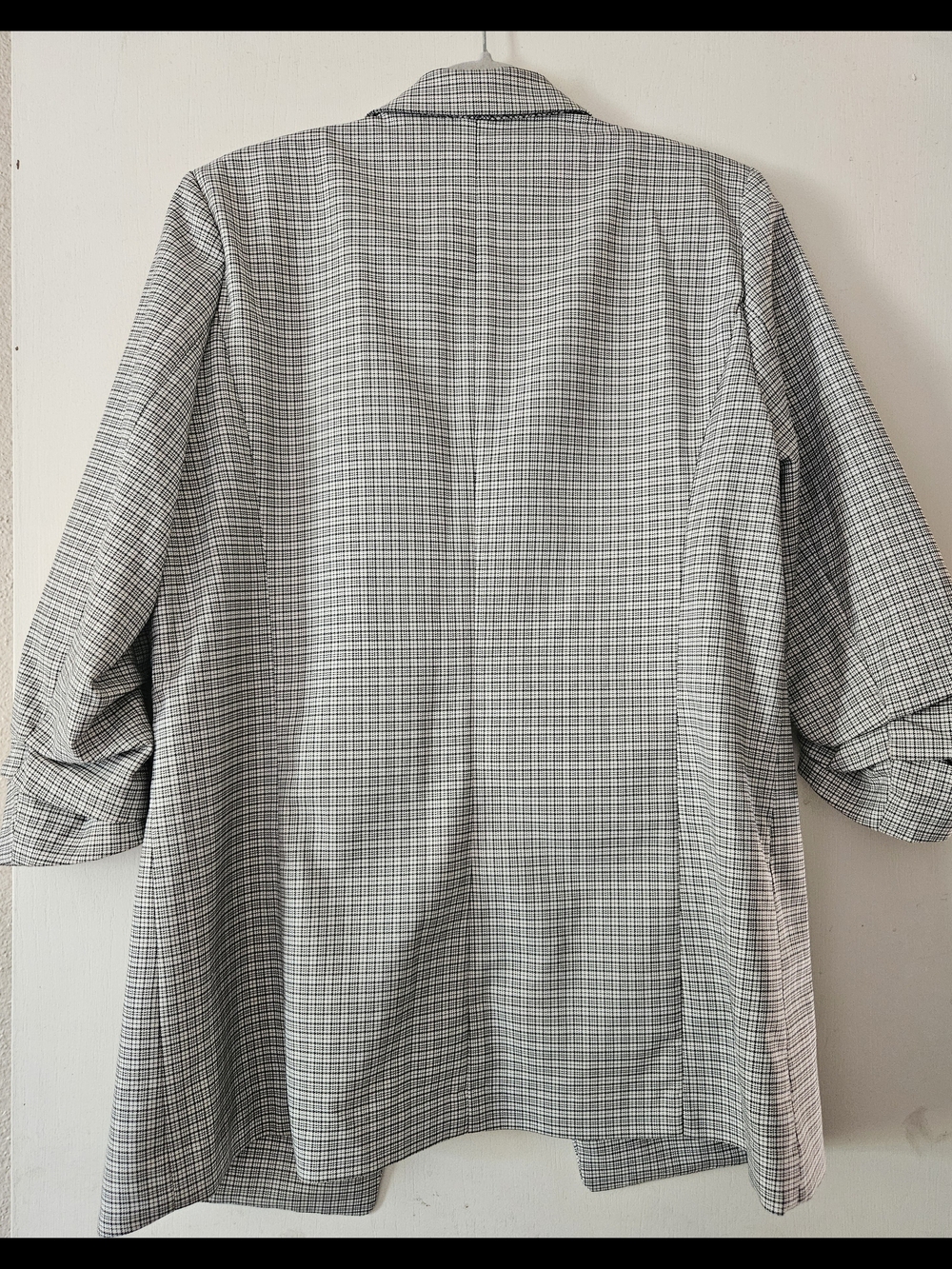 Rachel Zoe Black and White Checked Long Blazer - Picture 2 of 4
